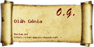 Oláh Génia névjegykártya